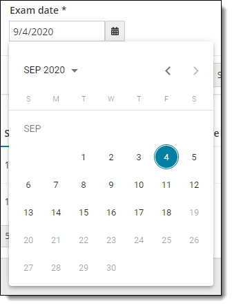 Exam date calender picker.